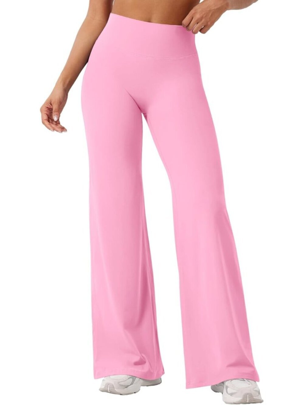 Women's Bubblegum Pink No Front Seam Straight High Waist Imported Yoga Leggings
